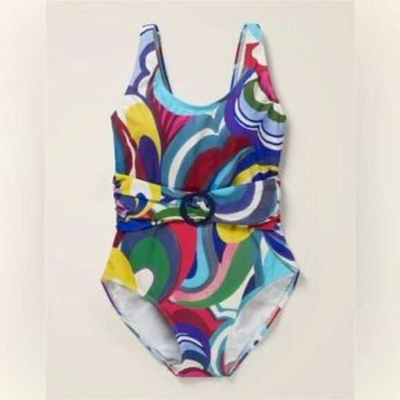 BODEN ATRANI MULTI COLOR BELTED ONE PIECE SWIMSUIT 16-18 PLUS SIZE - Picture 7 of 9